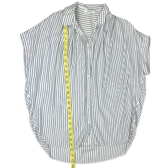 Madewell Central Shirt Blue White Stripe Short Sleeve Button Down M - Picture 7 of 12